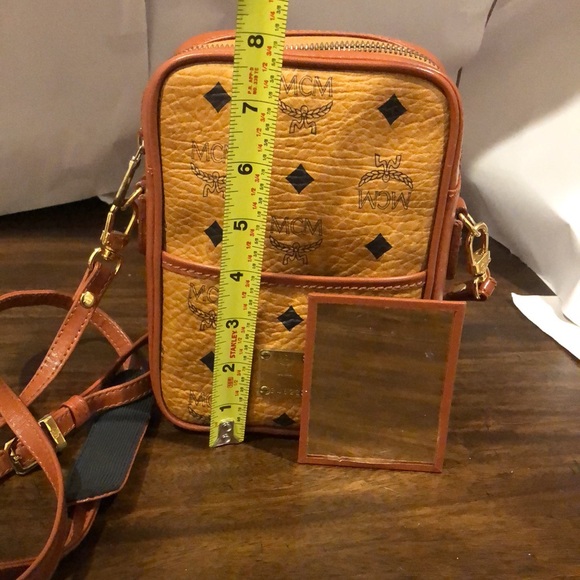 MCM Cognac Vicetos Top Zip Crossbody Bag Interior/ Exterior Slip Pockets Mirror - Picture 13 of 17